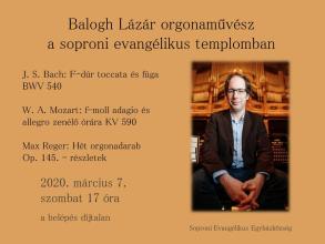 Balogh Lázár orgonaművész koncertje