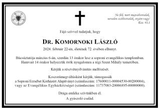 Elhunyt dr. Komornoki László másodfelügyelő