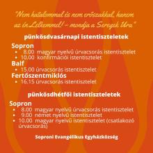 Pünkösdi istentiszteletek